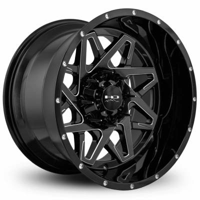 HD Wheels - HD Wheels Caliber 20X12 8x180 -50mm Gloss Black/Milled CA201280-50GB-M