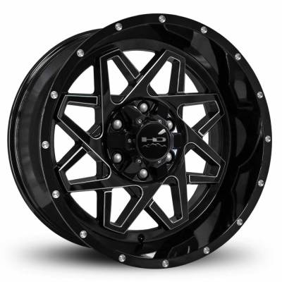 HD Wheels - HD Wheels GL201066-40GB-M Gridlock 20X10 6x5.5 6x135 -40mm Gloss Black/Milled