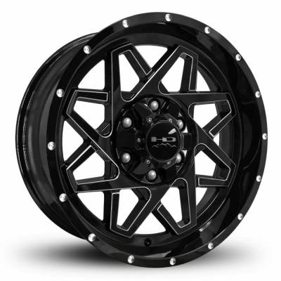 HD Wheels - HD Wheels Gridlock 20x9 6x5.5 6x135 -10mm Gloss Black/Milled GL209066-10GB-M