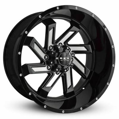 HD Wheels - HD Wheels Saw 22x12 8x180 -44mm Gloss Black/Milled SA221280-44MF