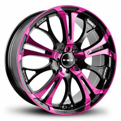 HD Wheels - HD Wheels SO20802345BK-P Spinout 20x8 5x4.5/112 45mm Gloss Pink/Black