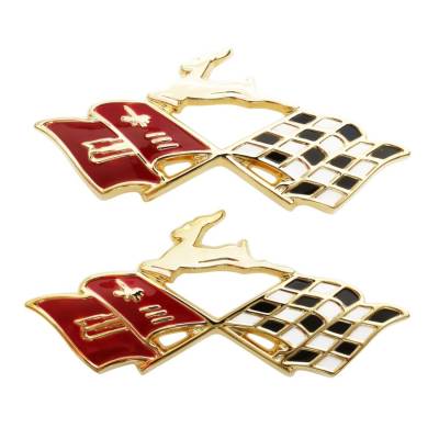 Trim Parts - Trim Parts 2089 1960 Impala Rear Quarter Gold X-Flag w/Impala PAIR