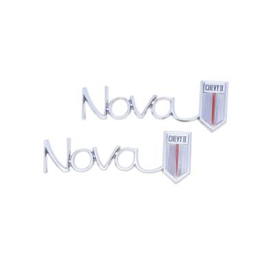 Trim Parts - Trim Parts 3040 1966-67 Chevy II & Nova Rear Quarter Emblem "Nova/Chevy II" PAIR