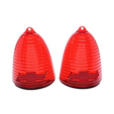 Trim Parts - Trim Parts A1019 1955 Full-Size Chevrolet Red Tail Light Lens w/Bowtie PAIR