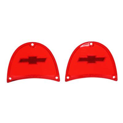 Trim Parts - Trim Parts A1479 1957 Full-Size Chevrolet Red Tail Light Lens w/Bowtie PAIR