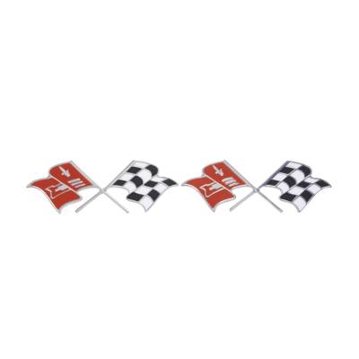 Trim Parts - Trim Parts 5155 1958-60 Corvette Front Fender X-Flag Emblem PAIR