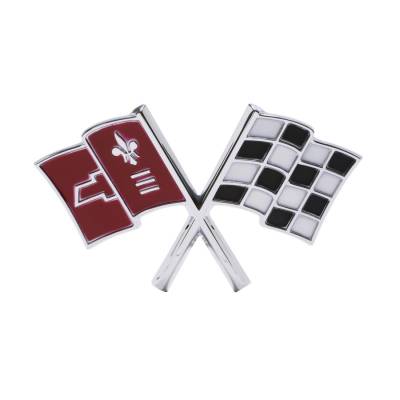 Trim Parts - Trim Parts 5233 1966 Corvette Front X-Flag Emblem EACH
