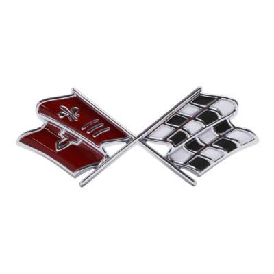 Trim Parts - Trim Parts 5234 1967 Corvette Front X-Flag Emblem Dark Red EACH