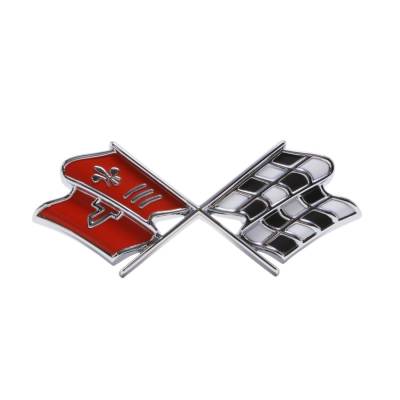 Trim Parts - Trim Parts 5235 1967 Corvette Front X-Flag Emblem Orange Red EACH