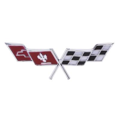 Trim Parts - Trim Parts 5963 1977 Corvette Gas Lid X-Flag Emblem EACH