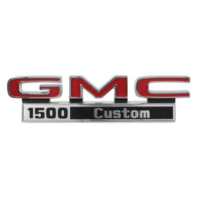 Trim Parts - Trim Parts 9822 71-72 GMC Truck Front Fender Emblem "GMC 1500 Custom" PAIR