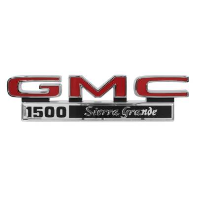Trim Parts - Trim Parts 9825 71-72 GMC Truck Front Fender Emblem "GMC 1500 Sierra Grande" PR
