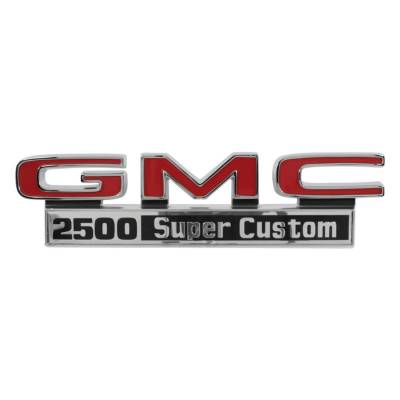 Trim Parts - Trim Parts 9832 71-72 GMC Truck Front Fender Emblem "GMC 2500 Super Custom" PAIR