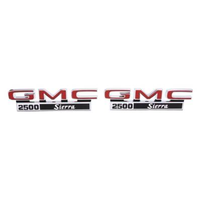 Trim Parts - Trim Parts 9833 71-72 GMC Truck Truck Front Fender Emblem "GMC 2500 Sierra" PAIR