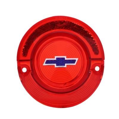 Trim Parts - Trim Parts A2350F 1964 Full-Size Chevrolet Red Tail Light Lens w/Blue Bowtie EA