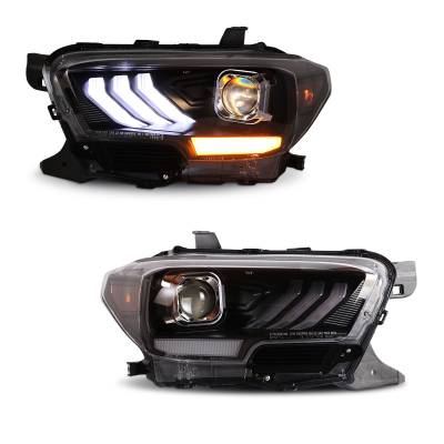 Winjet - Winjet CHWJ-0713-B Matte Black DRL Headlights for 16-23 Toyota Tacoma