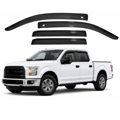 Black Horse Off Road - Black Horse 14-94155 Rain Guard/Deflectors 09-14 Ford F150 SuperCrew Smoke 4Pc