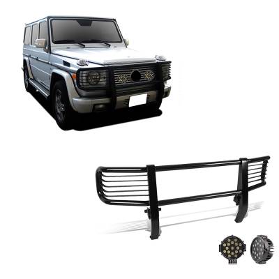 Black Horse Off Road - Black Horse PGBZA008A-PLB Grille Guard w/7.0" Black LED for G55 AMG/G500