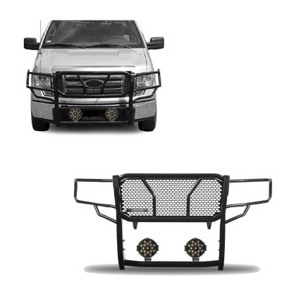 Black Horse Off Road - Black Horse RU-FOF109-B-PLB Rugged-HD Grille Guard w/7" LED for 09-14 Ford F150