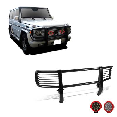 Black Horse Off Road - Black Horse PGBZA008A-PLR Grille Guard w/7.0" RED LED for G55 AMG/G500