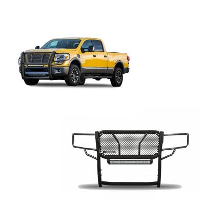 Black Horse Off Road - Black Horse RU-NIXD16-B-KIT HD Grille Guard w/20" LED for 17-24 Nissan Titan XD