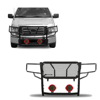 Black Horse Off Road - Black Horse RU-FOF109-B-PLR Rugged-HD Grille Guard w/7" LED for 09-14 Ford F150