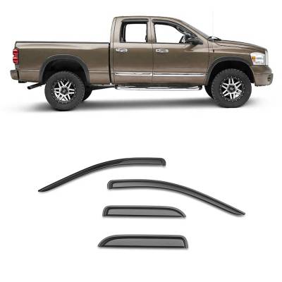 Black Horse Off Road - Black Horse 140530 Rain Guard/Deflectors for 02-08 RAM 1500 Quad Cab Smoke 4Pc