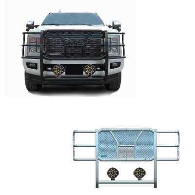 Black Horse Off Road - Black Horse RU-FOF217-B-PLB HD Grille Guard w/7.0" LED for F250/F350/F450/550 SD