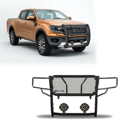 Black Horse Off Road - Black Horse RU-FORA19-B-PLB HD Grille Guard w/7.0" LED's for 19-23 Ford Ranger