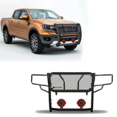 Black Horse Off Road - Black Horse RU-FORA19-B-PLR Black HD Guard w/5.3" LED's for 19-23 Ford Ranger