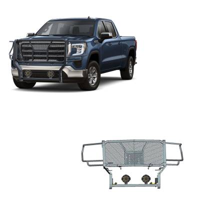 Black Horse Off Road - Black Horse RU-GMSI20-B-PLB HD Grille Guard w/7.0" LED's for Sierra 2500HD/3500