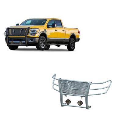 Black Horse Off Road - Black Horse RU-NIXD16-B-PLB HD Grille Guard w/7.0" LED for 17-24 Nissan Titan XD
