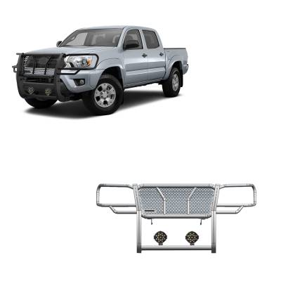 Black Horse Off Road - Black Horse RU-TOTA05-B-PLB HD Grille Guard w/7.0"LED for 05-15 Toyota Tacoma