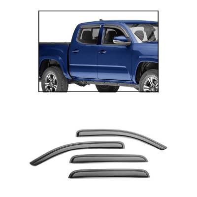 Black Horse Off Road - Black Horse 141648 Tape-On Rain Guard/Deflectors for 16-23 Tacoma Crew 4PC