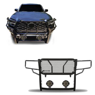 Black Horse Off Road - Black Horse RU-TOTA16-B-PLB HD Grille Guard w/7.0" LED's for 16-23 Toyota Tacoma