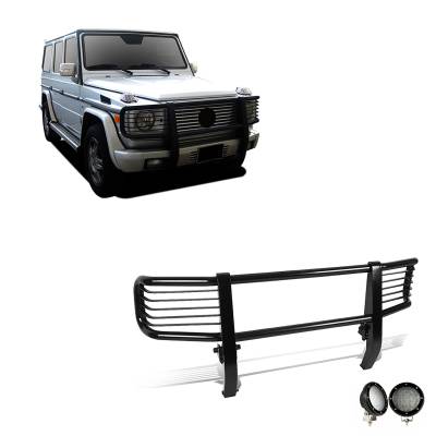 Black Horse Off Road - Black Horse PGBZA008A-PLFB Grille Guard w/5.3" LED's for G55 AMG/G500
