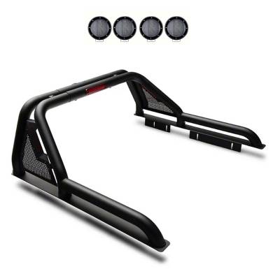 Black Horse Off Road - Black Horse GLRB-03B-PLFB Gladiator Roll Bar w/5.3"LED Lights Black for Colorado
