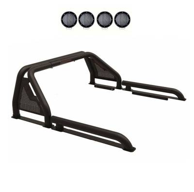 Black Horse Off Road - Black Horse GLRB-05B-PLFB Roll Bar w/5.3" LED's Lights for 05-21 Frontier