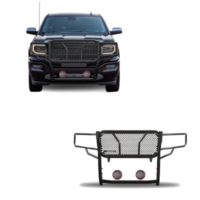 Black Horse Off Road - Black Horse RU-GMSI14-B-PLFR Rugged-HD Grille Guard w/5.3'LED for Sierra 1500 LD