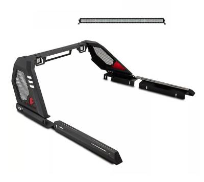Black Horse Off Road - Black Horse VIRB09B-KIT Vigor Roll Bar w/40" LED Blk for 20-25 Jeep Gladiator JT