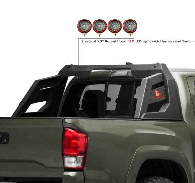 Black Horse Off Road - Black Horse RB-AR3B-PLFR Armour Roll Bar w/5.3" LED for Colorado/Canyon/Tacoma