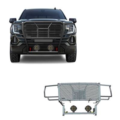 Black Horse Off Road - Black Horse RU-GMSI19-B-PLB HD Grille Guard w/7.0" LED for 19-21 GMC Sierra 1500