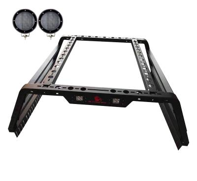 Black Horse Off Road - Black Horse TR01B-PLFB 5.3" Blk LED 800lbs Capacity Overland Bed Rack