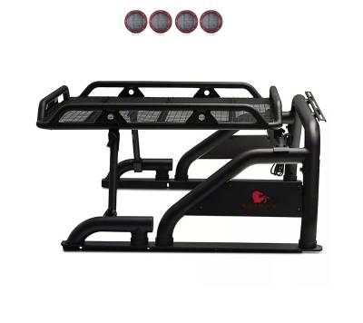 Black Horse Off Road - Black Horse WRB-001BK-PLFR Warrior Roll Bar w/5.3" RED LED for RAM F150 GM