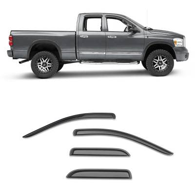 Black Horse Off Road - Black Horse 140542 Rain Guard/Deflectors for 19-24 RAM 1500 Quad Cab Smoke 4Pc