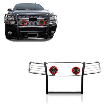 Black Horse Off Road - Black Horse 17A037400MSS-PLR SS Grille Guard w/LED for Avalanche/Suburban/Tahoe