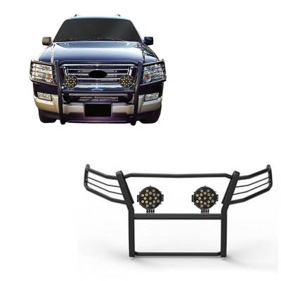 Black Horse Off Road - Black Horse 17A047600MA-PLB Black Grille Guard w/LED for 06-10 Ford Explorer