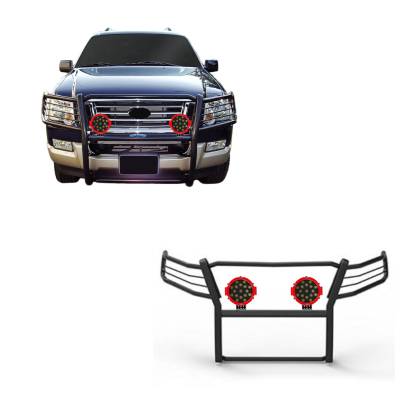 Black Horse Off Road - Black Horse 17A047600MA-PLR Black Grille Guard w/LED for Explorer