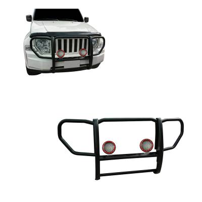 Black Horse Off Road - Black Horse 17A086400A-PLFR Black Grille Guard w/LED for 08-12 LIBERTY