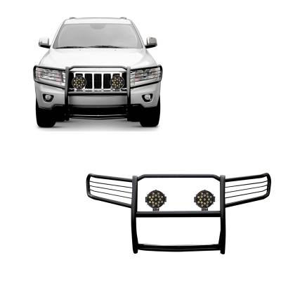 Black Horse Off Road - Black Horse 17A080200MA-PLB Black Grille Guard w/LED for 05-10 Grand Cherokee